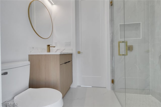 1040 NE 11th Ave, Cape Coral, FL 33909 - bathroom with vanity, a stall shower, and marble finish floors
