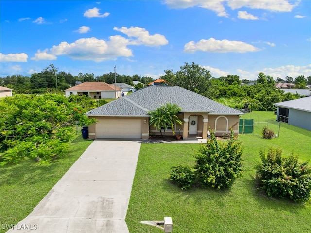 3206 8th St SW, Lehigh Acres, FL 33976 - ranch-style house with concrete driveway, an attached garage, and stucco siding
