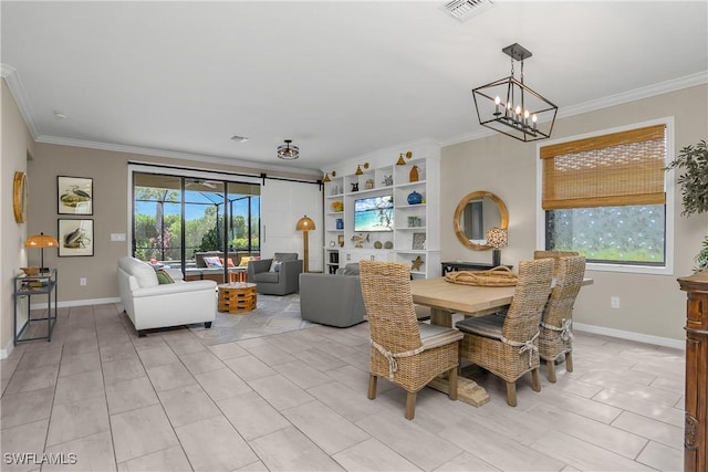 19545 Utopia Ln, Estero, FL 33928 - dining room featuring a chandelier and ornamental molding