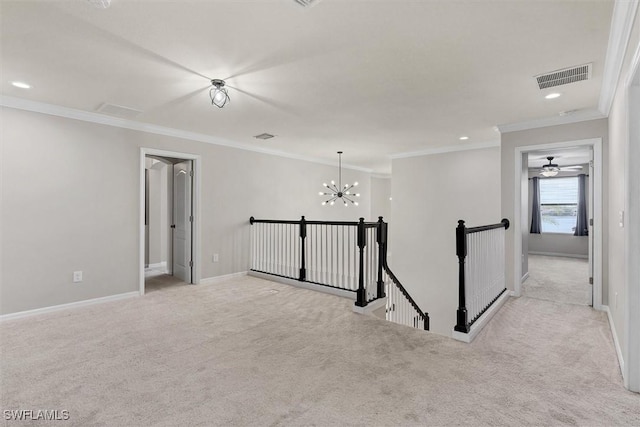 2738 Via Piazza Loop, Fort Myers, FL 33905 - empty room featuring light carpet, crown molding, a chandelier, and recessed lighting