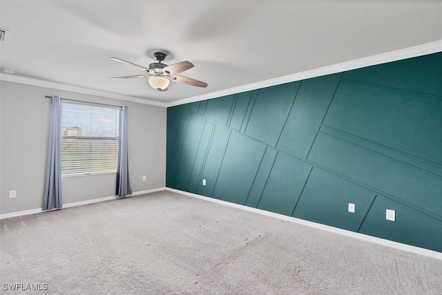 2738 Via Piazza Loop, Fort Myers, FL 33905 - carpeted spare room featuring crown molding and ceiling fan