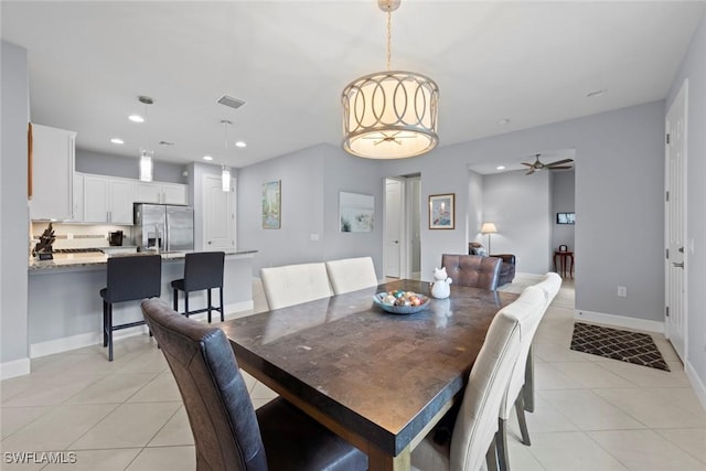 20147 Torch Key Way, Estero, FL 33928 - dining area featuring light tile patterned flooring, recessed lighting, and a ceiling fan