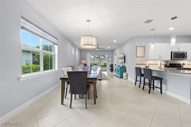20147 Torch Key Way, Estero, FL 33928 - dining room featuring recessed lighting, ceiling fan, and light tile patterned floors
