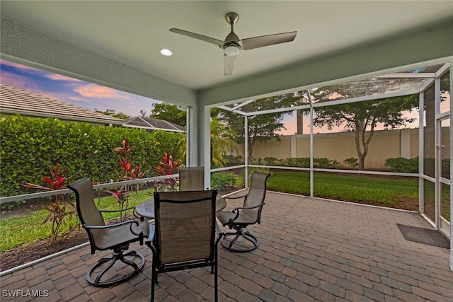 20147 Torch Key Way, Estero, FL 33928 - view of patio / terrace featuring a lanai and a ceiling fan