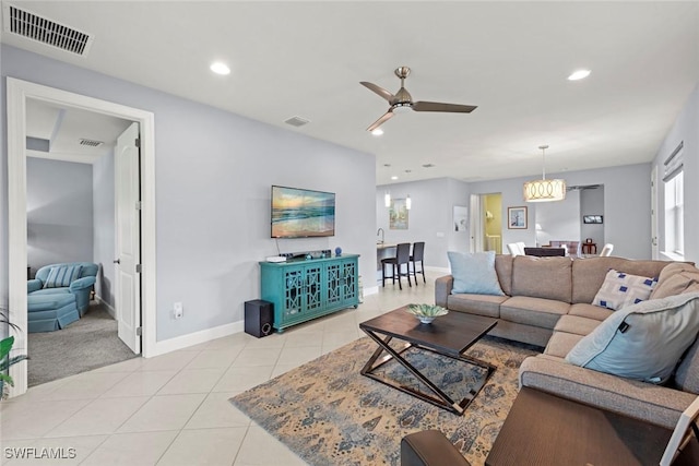 20147 Torch Key Way, Estero, FL 33928 - living room with a ceiling fan, light tile patterned flooring, and recessed lighting