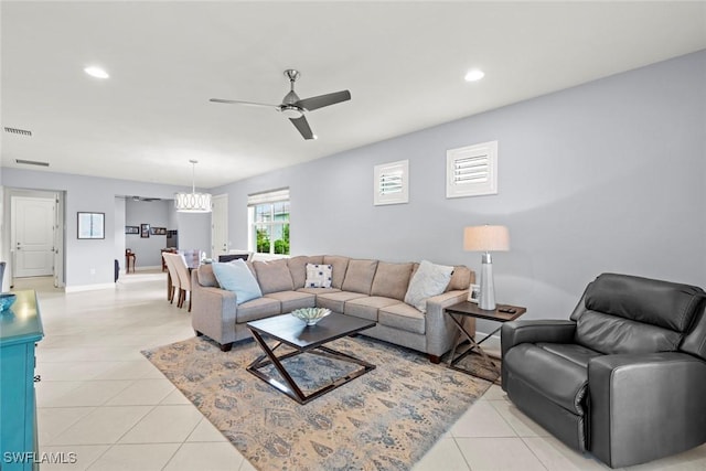 20147 Torch Key Way, Estero, FL 33928 - living area featuring a ceiling fan, light tile patterned floors, and recessed lighting