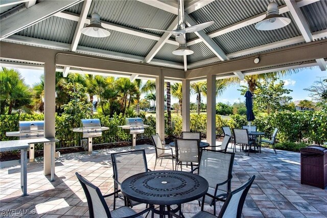 20147 Torch Key Way, Estero, FL 33928 - view of patio / terrace with a gazebo, a ceiling fan, and a grill
