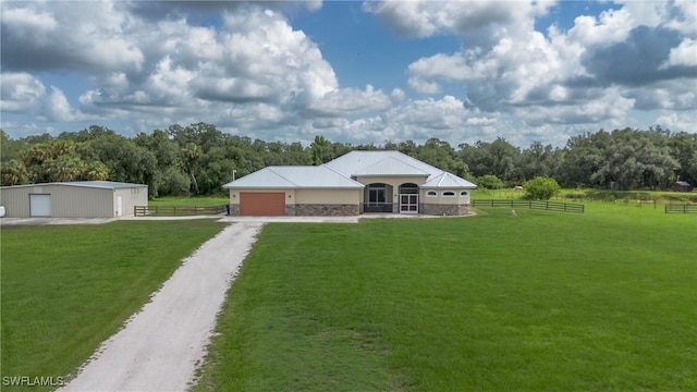 19801 N River Rd, Alva, FL 33920 - view of front of house featuring dirt driveway and a garage