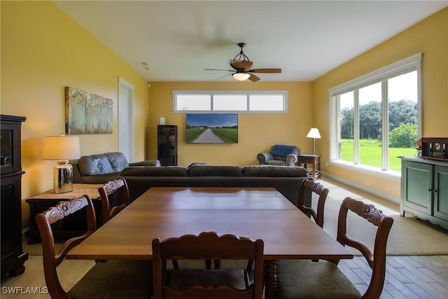 19801 N River Rd, Alva, FL 33920 - dining space featuring a ceiling fan and light wood-style floors