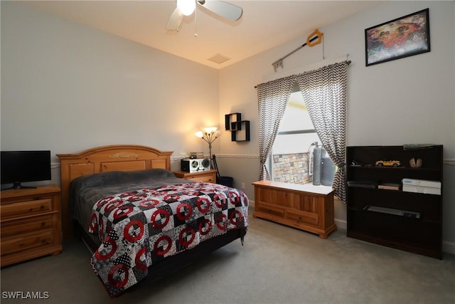 19801 N River Rd, Alva, FL 33920 - bedroom featuring light colored carpet and ceiling fan
