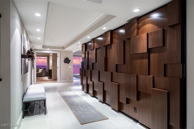 10 Seagate Dr Unit 10N, Naples, FL 34103 - corridor with a tray ceiling and recessed lighting