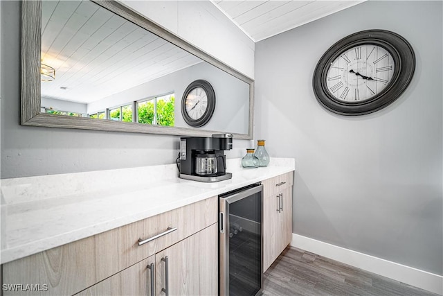 778 98th Ave N, Naples, FL 34108 - indoor dry bar with beverage cooler, wood finished floors, and wooden ceiling