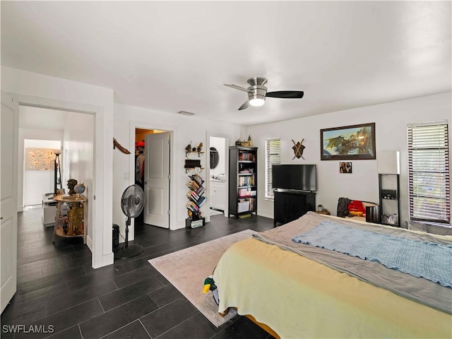 17577 Moorfield Dr, Fort Myers, FL 33908 - bedroom with ceiling fan and a walk in closet