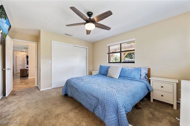 1831 SE 6th St, Cape Coral, FL 33990 - carpeted bedroom featuring a closet and a ceiling fan