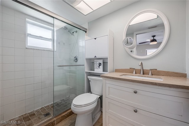 1831 SE 6th St, Cape Coral, FL 33990 - full bath featuring vanity, a shower stall, and a ceiling fan