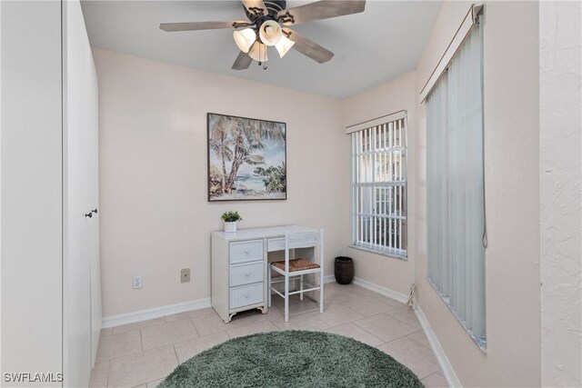 4718 Via Carmen, Naples, FL 34105 - office featuring ceiling fan and light tile patterned floors