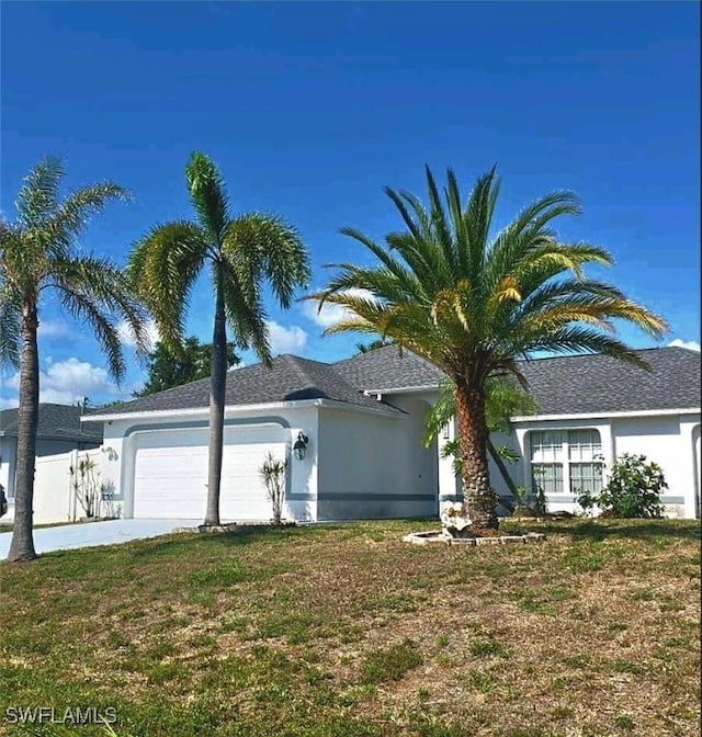 210 NE 9th Place, Cape Coral, FL 33909 - view of property exterior featuring a garage, concrete driveway, stucco siding, and a shingled roof
