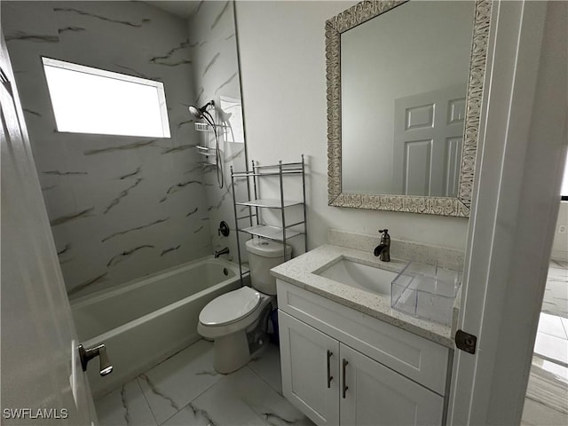 904 James Ave, Lehigh Acres, FL 33936 - bathroom featuring vanity, marble finish flooring, and washtub / shower combination