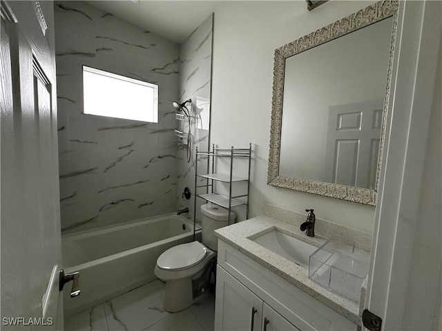 904 James Ave, Lehigh Acres, FL 33936 - full bath featuring vanity, marble finish floors, and shower / tub combination