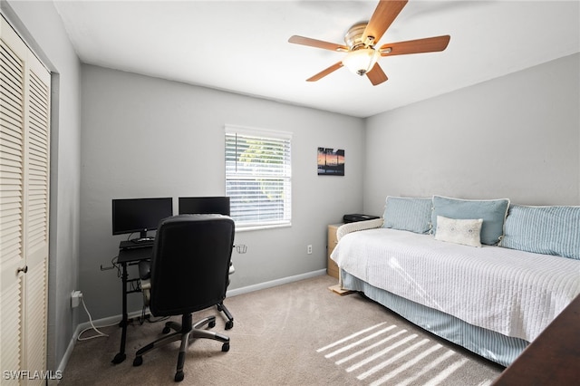 134 Palm River Blvd, Naples, FL 34110 - carpeted bedroom with a closet, ceiling fan, and an office area