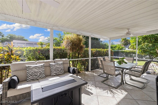 134 Palm River Blvd, Naples, FL 34110 - view of patio / terrace featuring ceiling fan, an outdoor living space, and outdoor dining area