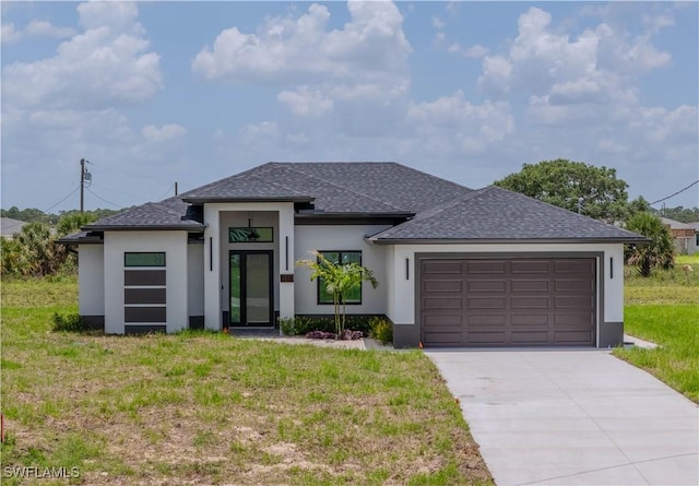 1144 Monday St, Labelle, FL 33935 - view of front facade featuring stucco siding, a shingled roof, and a garage