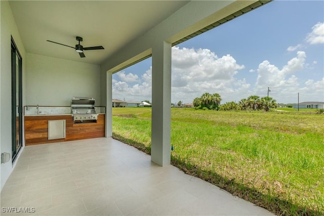 1144 Monday St, Labelle, FL 33935 - view of patio / terrace featuring an outdoor kitchen and a ceiling fan