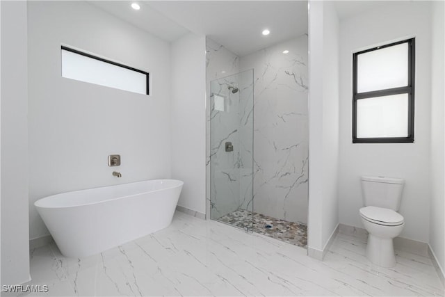 1144 Monday St, Labelle, FL 33935 - full bathroom with marble look tile flooring, healthy amount of natural light, a soaking tub, and recessed lighting