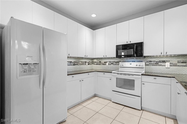 3258 Tamara Dr Unit 2, Naples, FL 34109 - kitchen with white appliances, light tile patterned floors, tasteful backsplash, white cabinetry, and recessed lighting