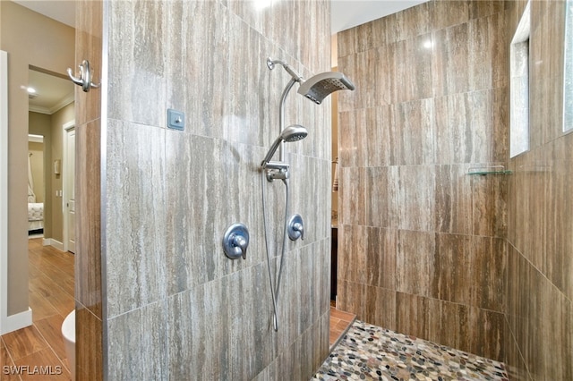 1912 Jung Blvd E, Naples, FL 34120 - bathroom with ensuite bathroom, walk in shower, and crown molding