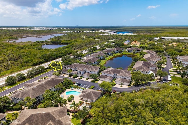 5040 Yacht Harbor Cir Unit 6, Naples, FL 34112 - aerial perspective of suburban area featuring a nearby body of water and a pool area