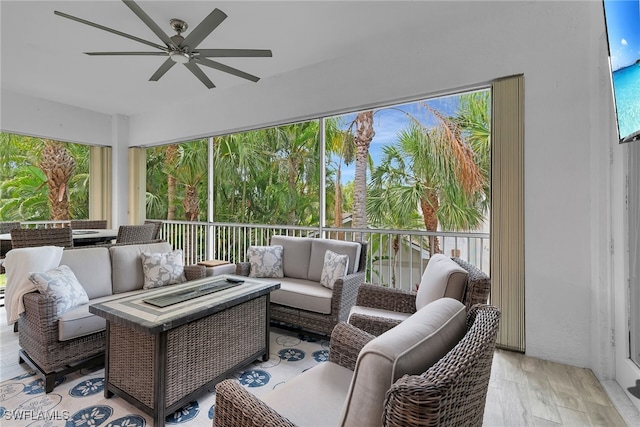 5040 Yacht Harbor Cir Unit 6, Naples, FL 34112 - sunroom with outdoor lounge area and a ceiling fan