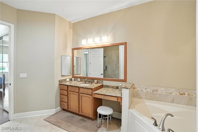 178 Shadroe Cove Cir Unit 903, Cape Coral, FL 33991 - full bath featuring vanity, a garden tub, tile patterned flooring, and a shower