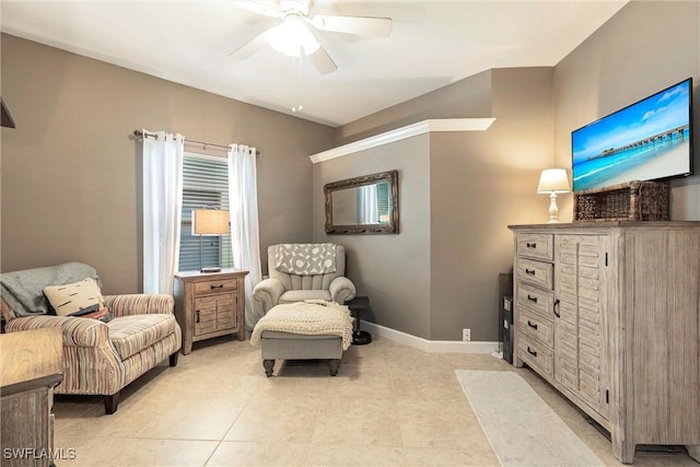 6769 Berwick Pl, Naples, FL 34104 - sitting room with a ceiling fan and baseboards