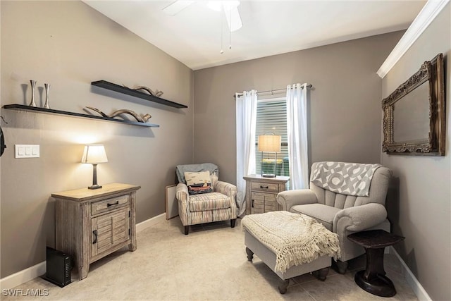 6769 Berwick Pl, Naples, FL 34104 - living area featuring a ceiling fan and baseboards