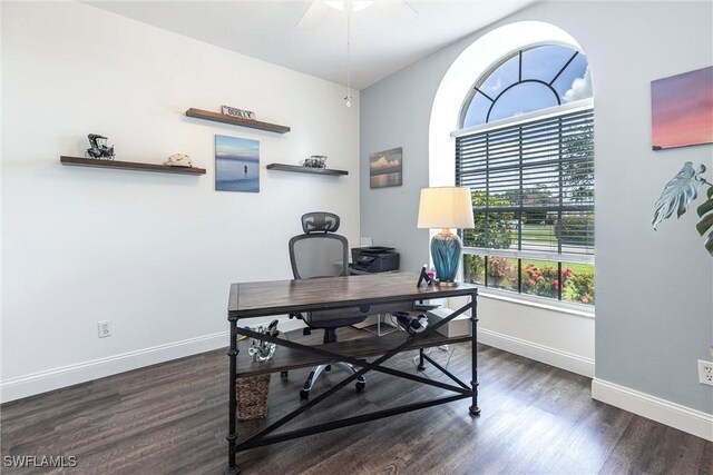 6769 Berwick Pl, Naples, FL 34104 - office with wood finished floors and ceiling fan