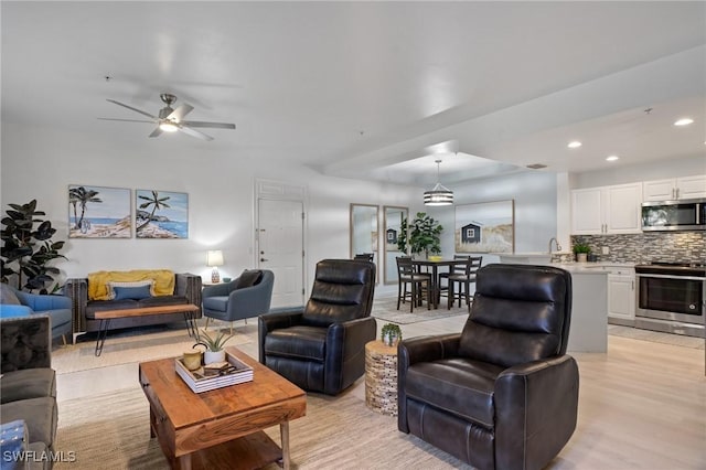 3948 Pomodoro Cir Unit 102, Cape Coral, FL 33909 - living room with recessed lighting and a ceiling fan