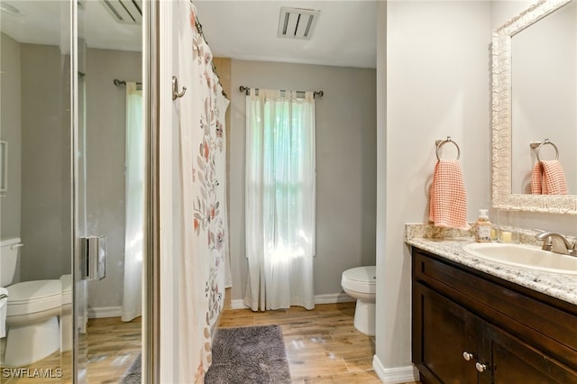 2491 43rd St SW, Naples, FL 34116 - bathroom with vanity, wood finished floors, and a shower with curtain