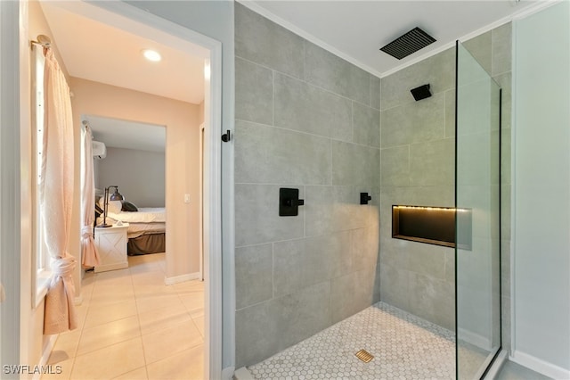 2491 43rd St SW, Naples, FL 34116 - full bath with ensuite bath, a tile shower, tile patterned floors, and recessed lighting
