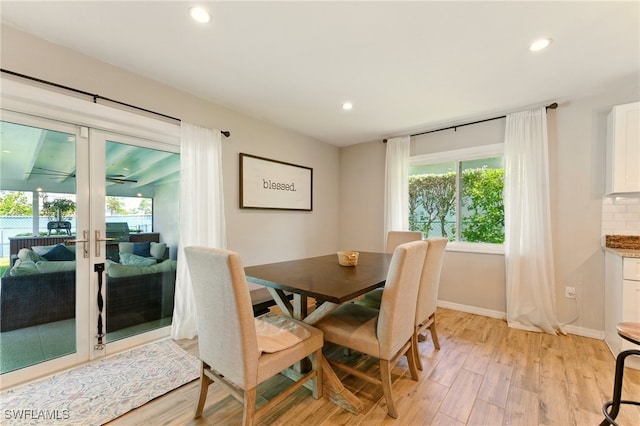 2491 43rd St SW, Naples, FL 34116 - dining area with plenty of natural light, recessed lighting, light wood-type flooring, and french doors