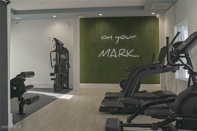 201 8th St S Unit 208, Naples, FL 34102 - gym featuring wood finished floors and recessed lighting