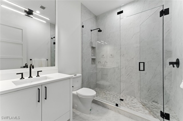 201 8th St S Unit 208, Naples, FL 34102 - bathroom featuring marble look tile flooring, vanity, and a marble finish shower