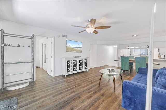 6296 Sugar Bush Ln Unit C, Fort Myers, FL 33908 - living room featuring ceiling fan and wood finished floors