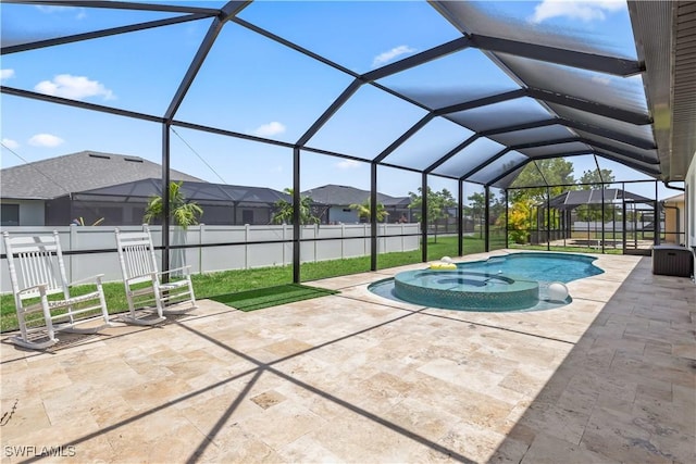 301 NW 36th Ave, Cape Coral, FL 33993 - view of pool with a patio area, a residential view, and an outdoor hot tub
