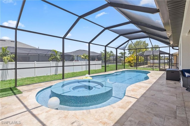 301 NW 36th Ave, Cape Coral, FL 33993 - view of swimming pool with a patio, a jacuzzi, and a residential view