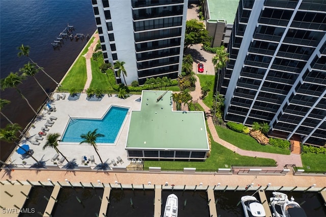 1900 Virginia Ave Unit 102, Fort Myers, FL 33901 - bird's eye view of a pool area and a nearby body of water