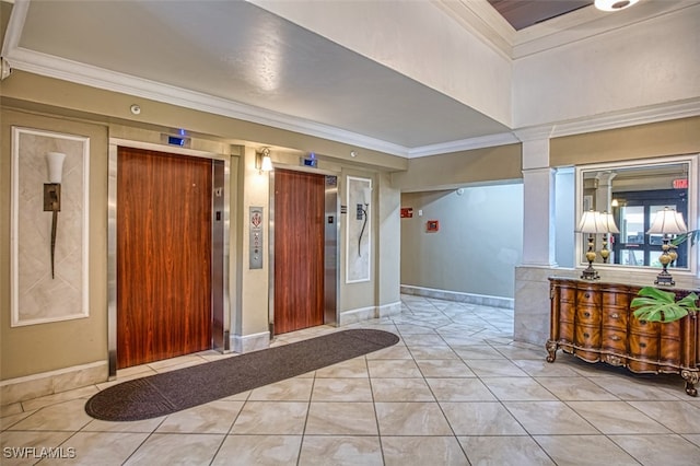 1900 Virginia Ave Unit 102, Fort Myers, FL 33901 - tiled foyer with elevator and ornamental molding