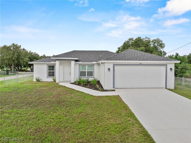 2801 50th St SW, Lehigh Acres, FL 33976 - view of front of property with a garage, stucco siding, concrete driveway, and roof with shingles