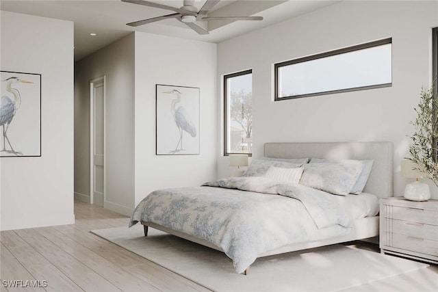 101 Beachcomber St, Marco Island, FL 34145 - bedroom with light wood-style flooring, a ceiling fan, and recessed lighting