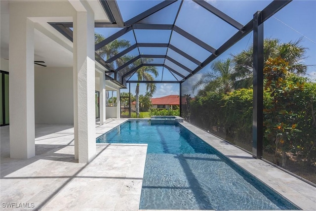 101 Beachcomber St, Marco Island, FL 34145 - view of pool with a patio area, a lanai, and a pool with connected hot tub